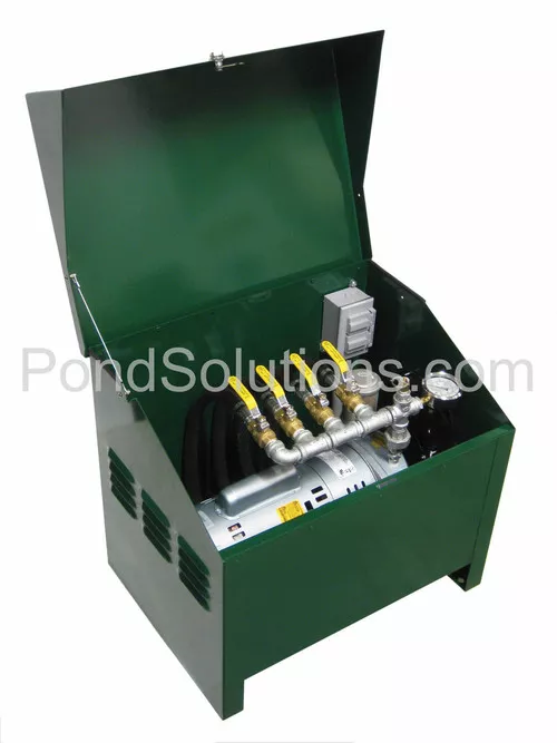1 HP Rotary Vane Deluxe Pond Aeration System - For Ponds Up To 6 Acres, 12' - 16' Deep, With Weighted Tubing