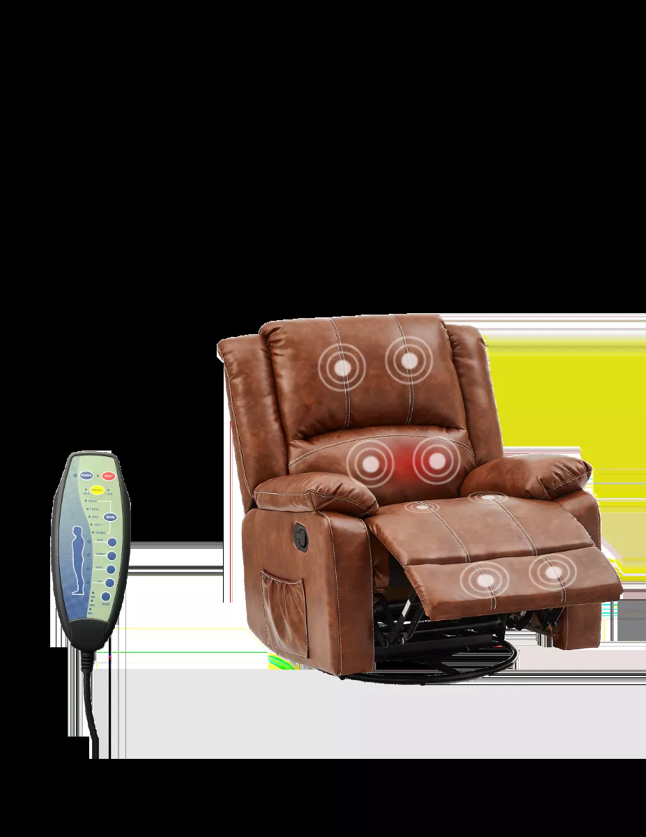 360 Degree Swivel Glider Recliner with vibrating massage and heat