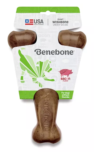 Benebone Bacon Flavored Wishbone Dog Chew Toy - Giant