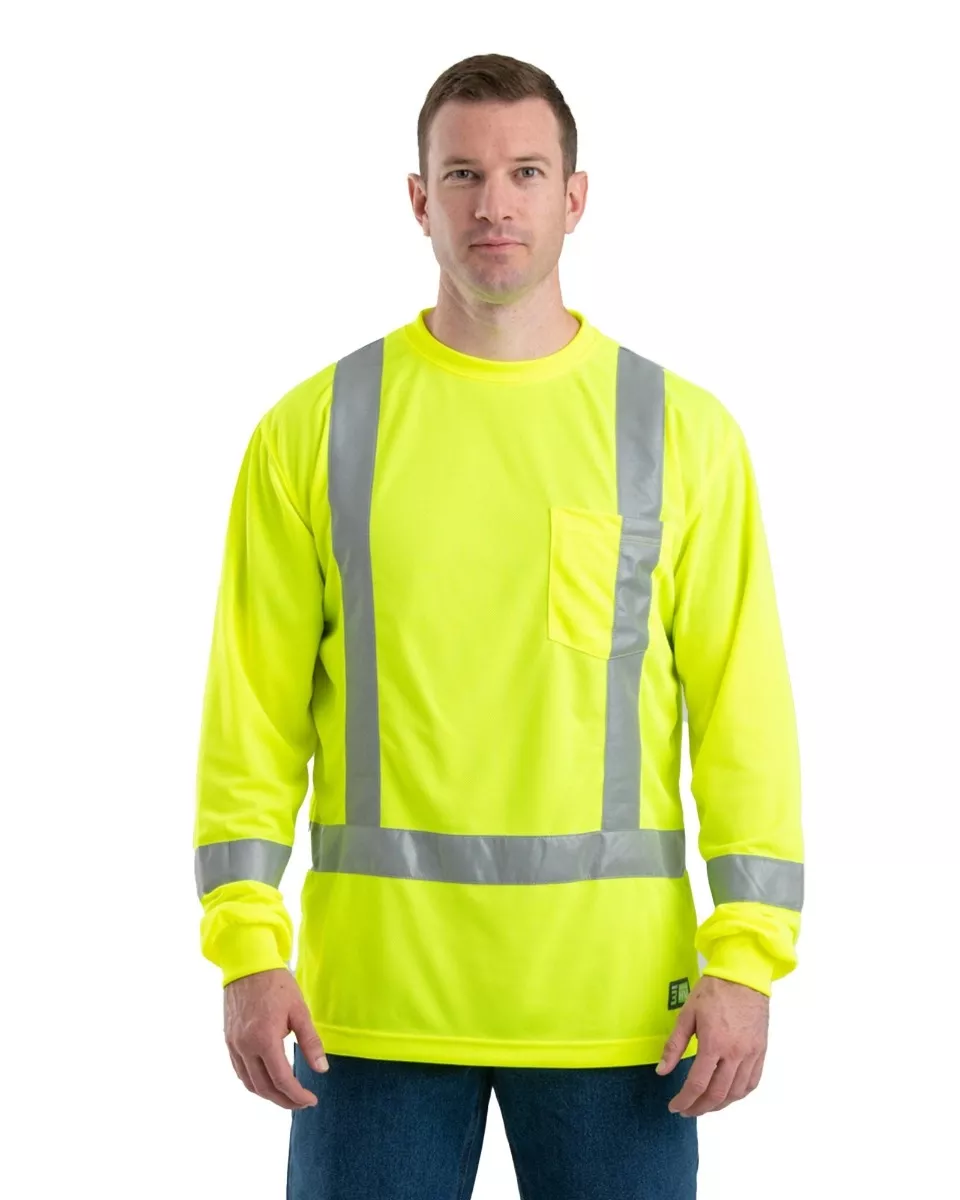 Berne HVK013-YW Men's Hi Vis Class 3 Long Sleeve Tee Yellow