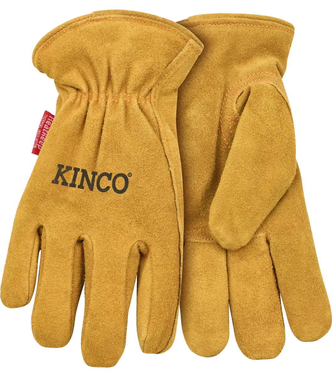 Kinco Kids' Lined Premium Suede Cowhide Driver Gloves - Golden - Youth Medium