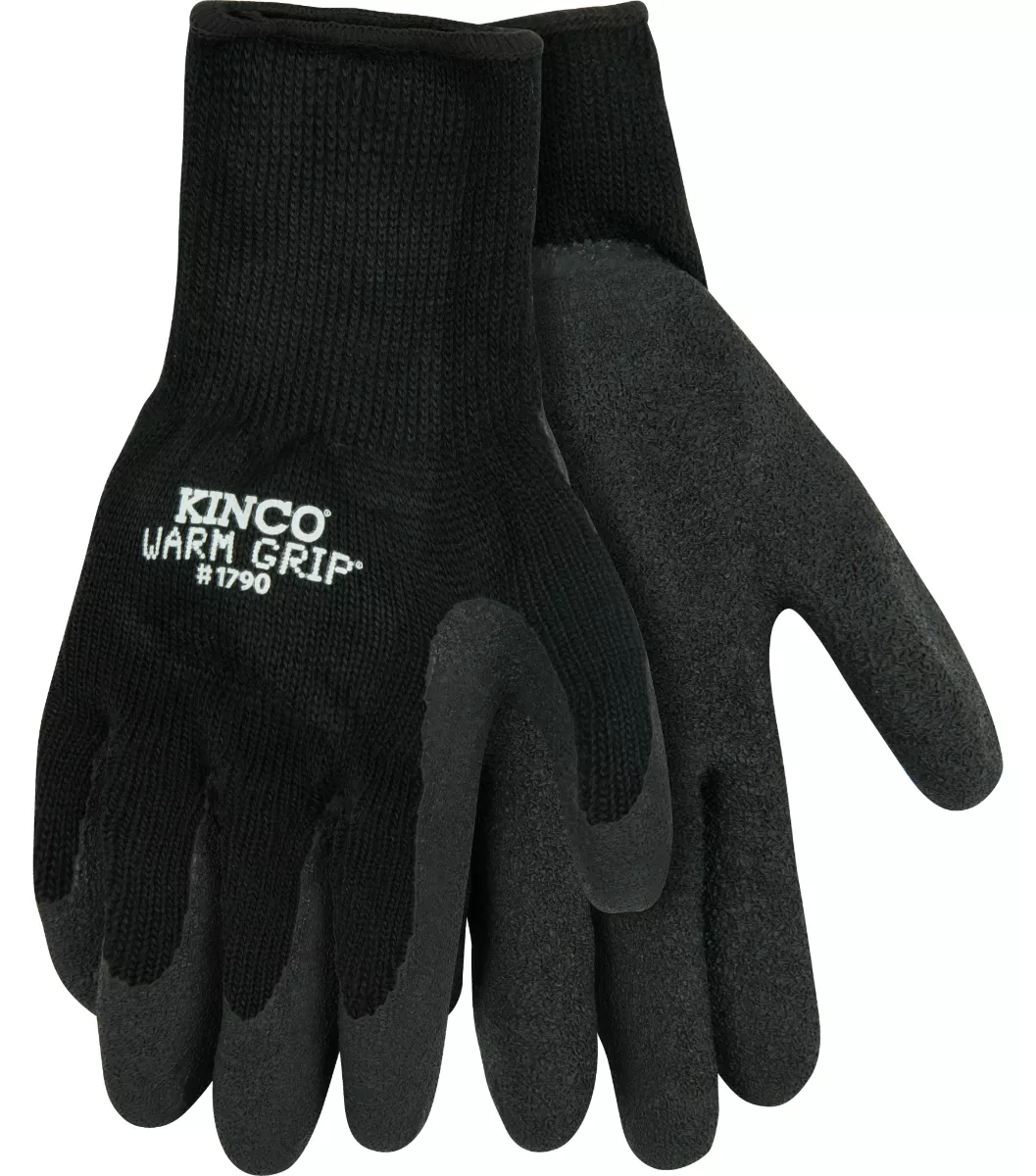 Kinco Warm Grip Thermal Knit Shell & Latex Palm Gloves - 3 Pack Large