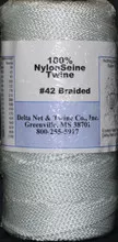 White Braided Nylon Twine; Size 42; approx. 390 ft/lb; 1 pound spool
