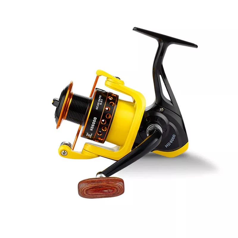 Yellow Metal Head Spinning Reel